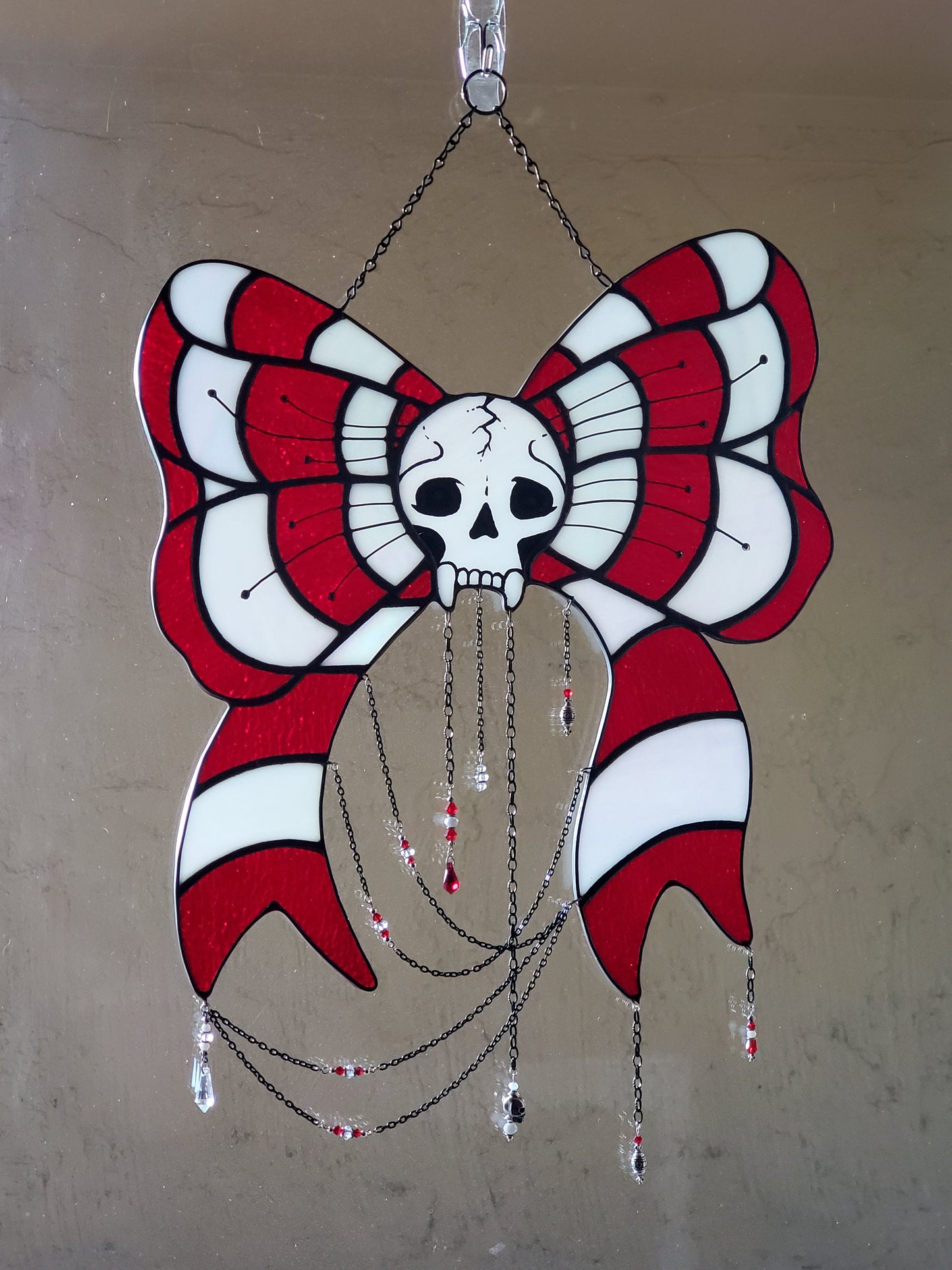 Candy Cane Vampire Present Bow Sun Catcher